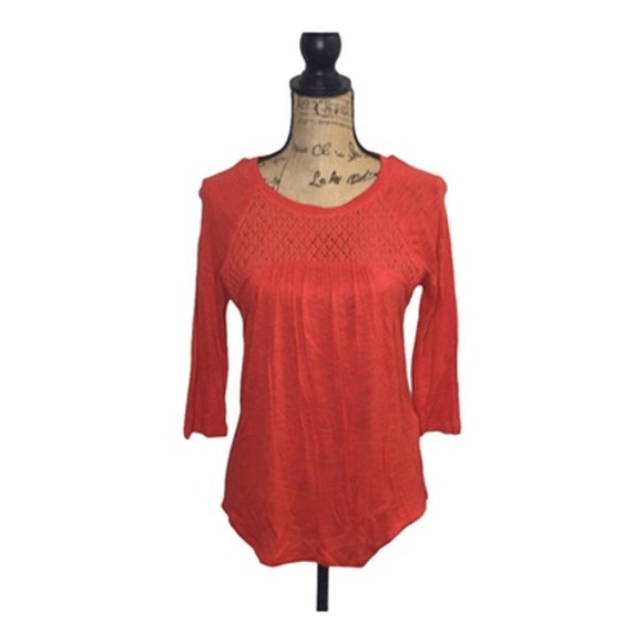 Lucky Brand Shirt Boho Tunic Small Women's Long Sleeves Pullover Crew Neck Red - Picture 4 of 5
